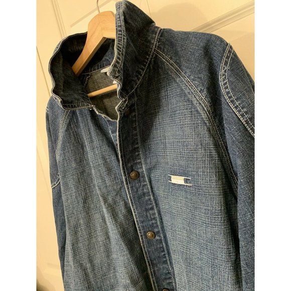 Vintage ROCA WEAR Men’s Sz XL DENIM Blue Medium WASH‎ JACKET COAT Embroid… - Picture 4 of 8